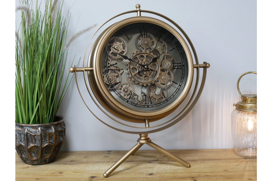 Antique gold Clock With Cogs Desktop / Table clock – Decor Vibes Ltd