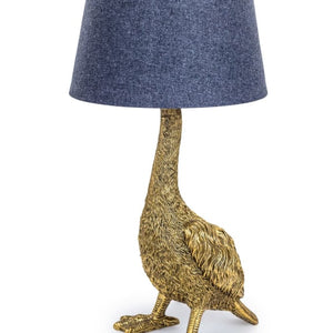 Antique Gold Goose Table Lamp With Grey Shade