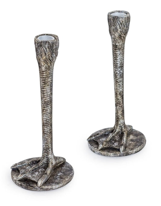 Antique Silver Bird Leg Candlesticks (Set of 2)