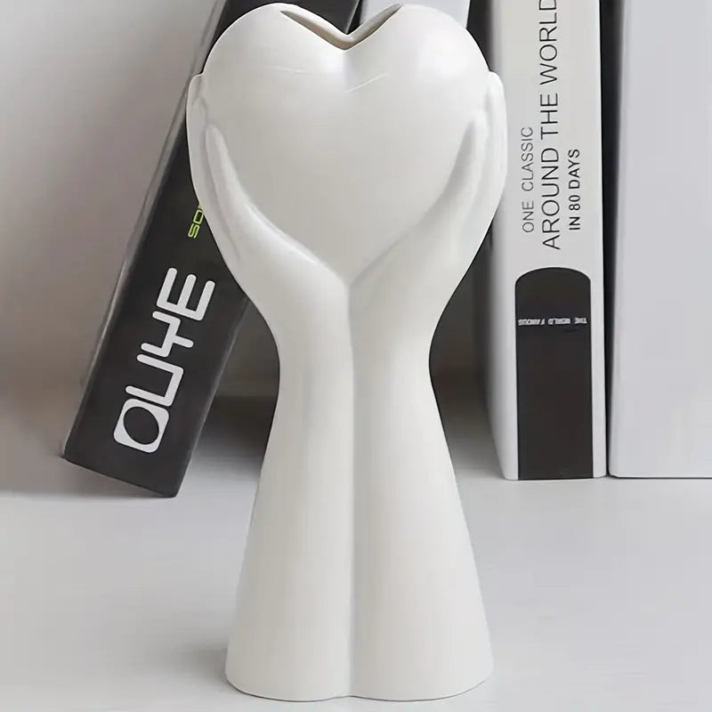 White Heart-Hand Nordic Ceramic Flower Vase
