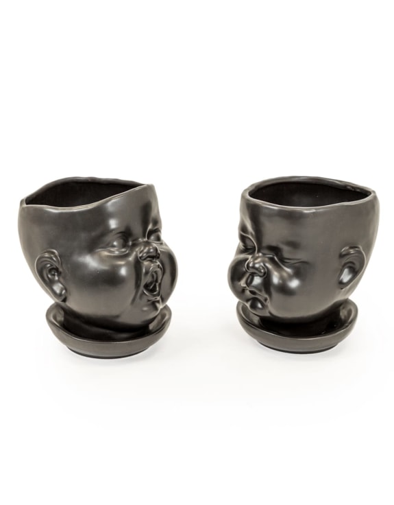 Ceramic Baby Face Vases (set of 2)