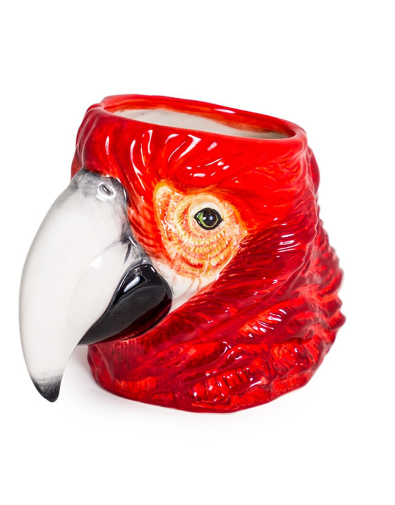 Hand Painted Ceramic Parrot Head Storage Flower Vase