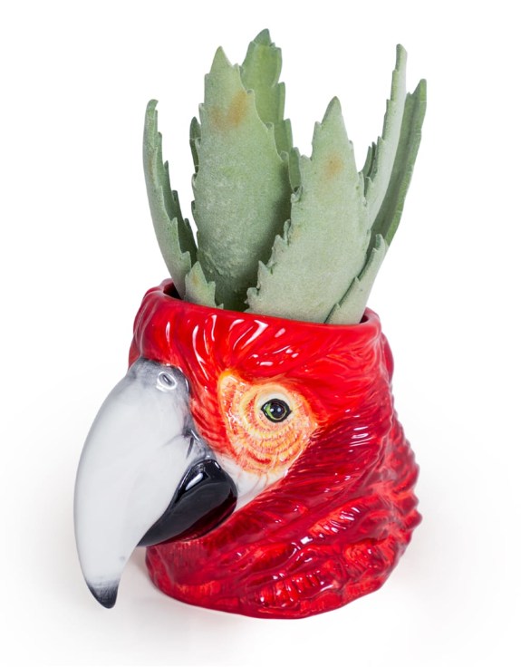 Hand Painted Ceramic Parrot Head Storage Flower Vase