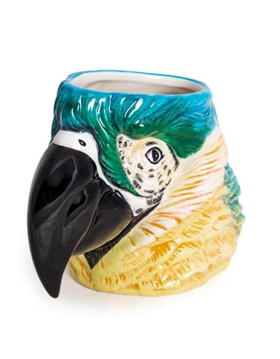 Hand Painted Ceramic Blue Parrot Head Storage Vase