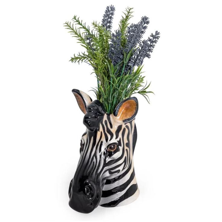 Hand Painted Ceramic Zebra Head Storage Flower Vase