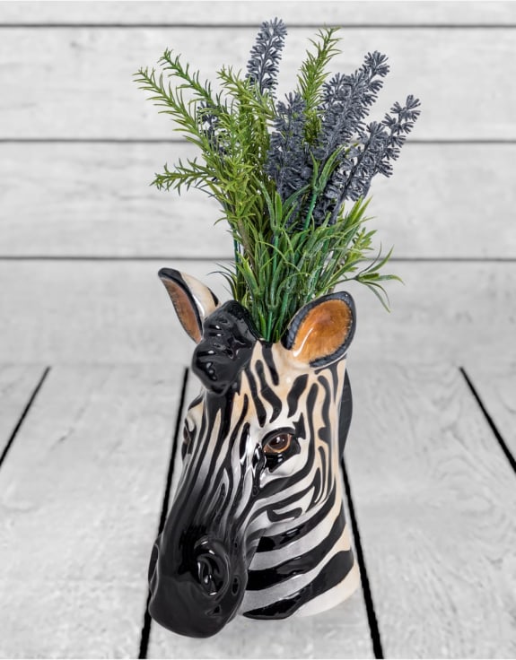 Hand Painted Ceramic Zebra Head Storage Flower Vase