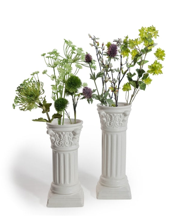 Matt White Large Corinthian Column Ceramic Vase