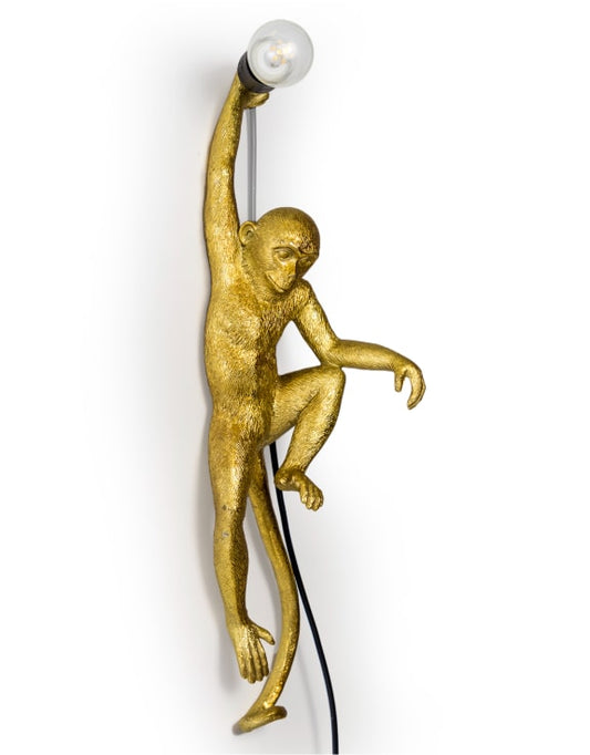Antique Gold Climbing Monkey Wall Lamp