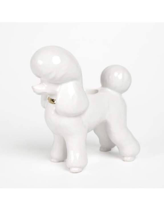White Poodle Ceramic Candle Holder