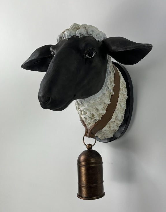 Large Sheep With Bell Wall Head Art