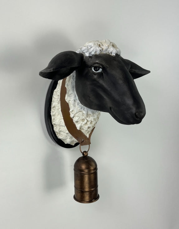 Large Sheep With Bell Wall Head Art
