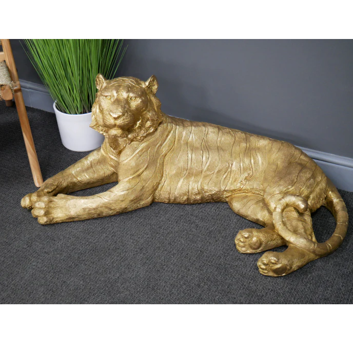 Antique Golden Tiger Sculpture