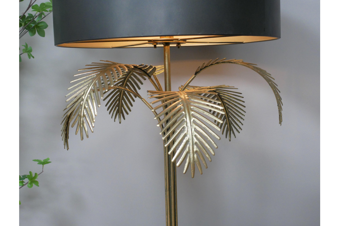 Gold Palm Tree Table Accent Lamp Black Shade