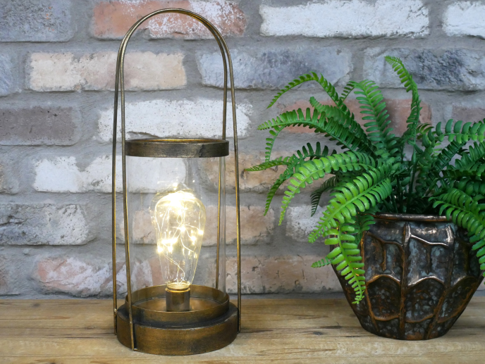 Bronze Metal Cage Lantern / Table Lamp