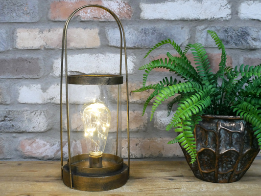 Bronze Metal Cage Lantern / Table Lamp