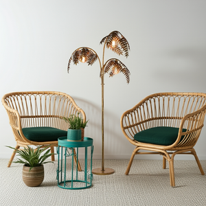 Antique Gold Palm Leaf Floor Lamp