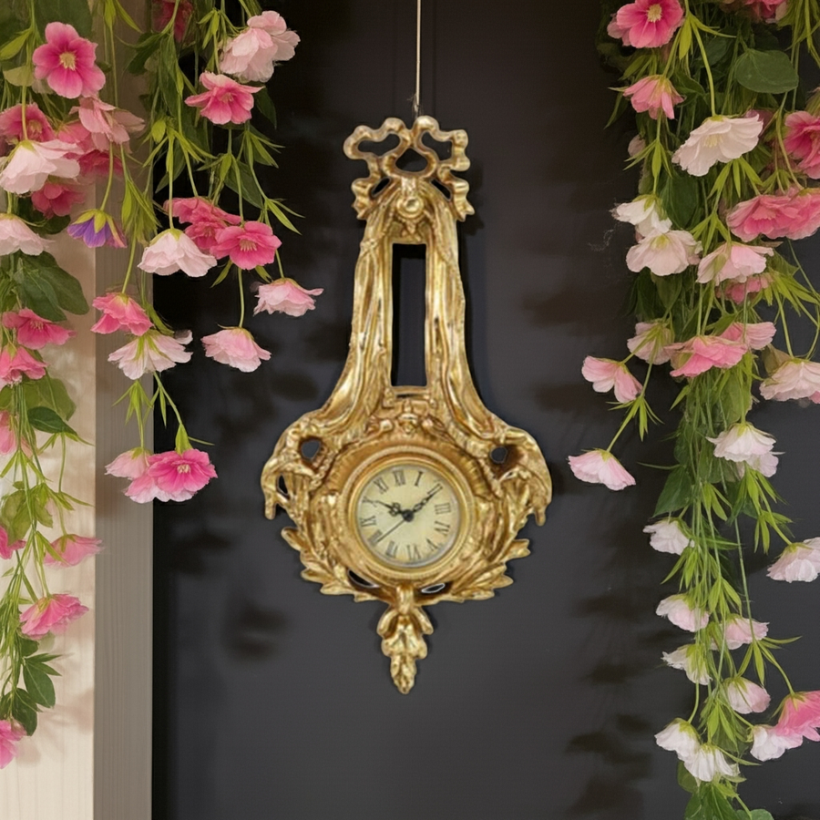 Antique Gold Wall Hanging Ornate Bow Clock – Decor Vibes Ltd