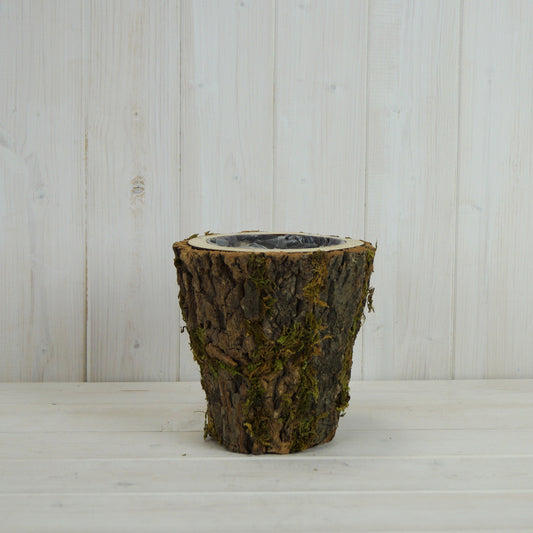 Mossed Bark Wooden Pot