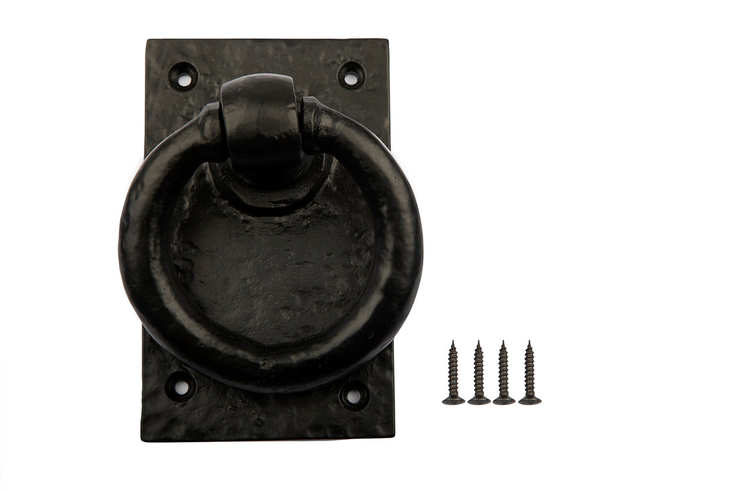 RING Door Knocker Antique Black - Cast Iron Door Knocker - Backplate 3''x5''