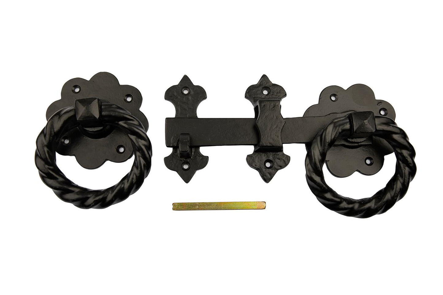 Antique Black Twisted Ring Latch 10'' - High Quality Cast Iron Supplied with Screws
