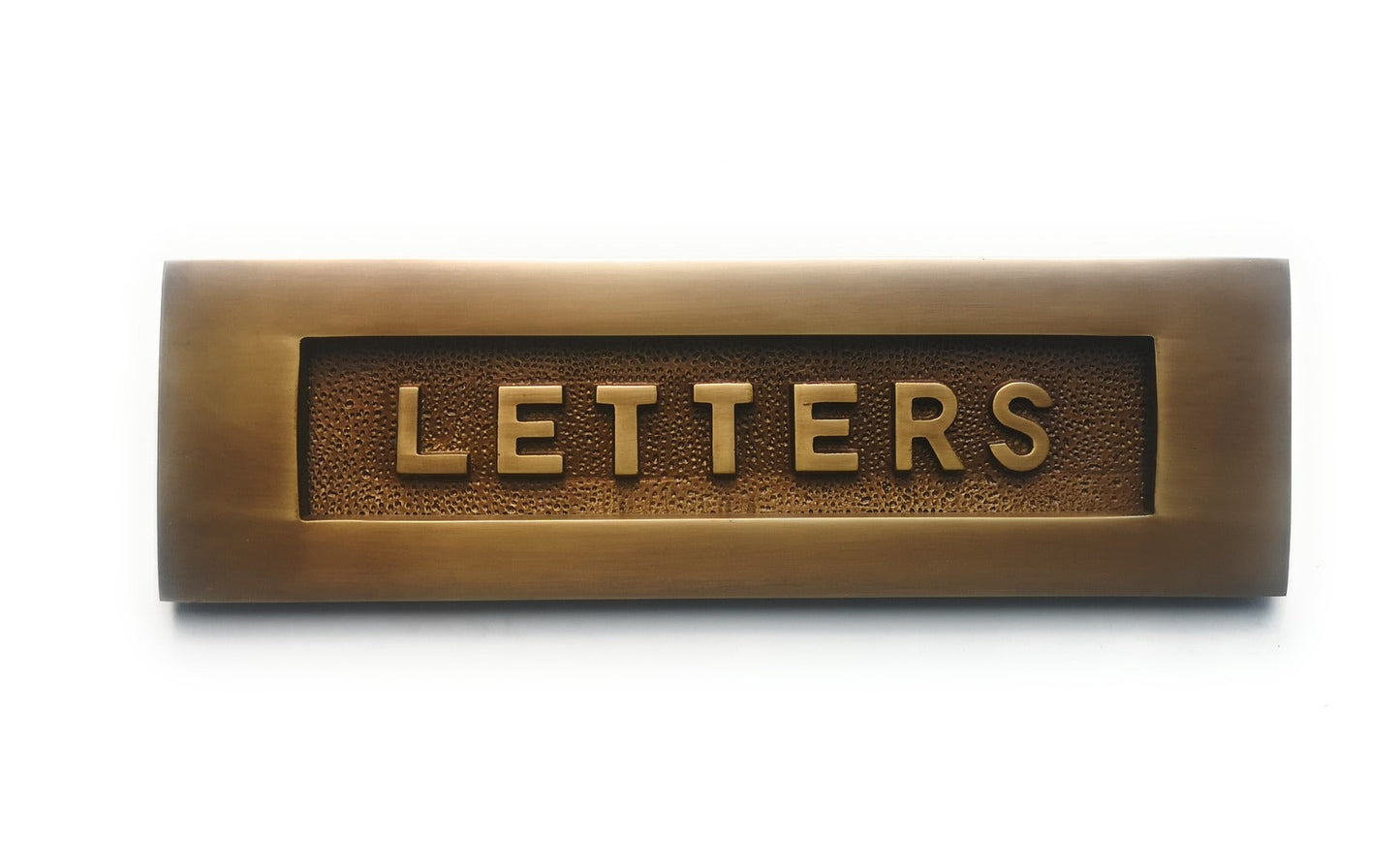Antique Brass Letter Plate 10 x 3 inches - LETTERS Embossed on Solid Brass supplied with fixing bolts