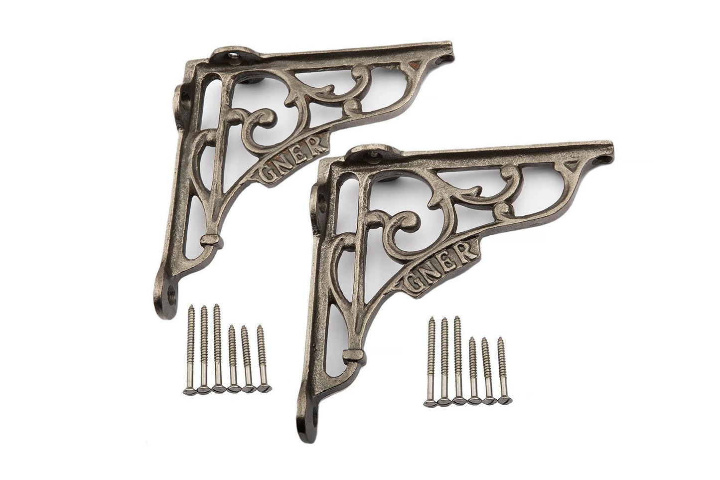 6x6 Pair of Cast Iron Wall Shelf Brackets GNER Steam Railway Carriage Supplied with fixing screws