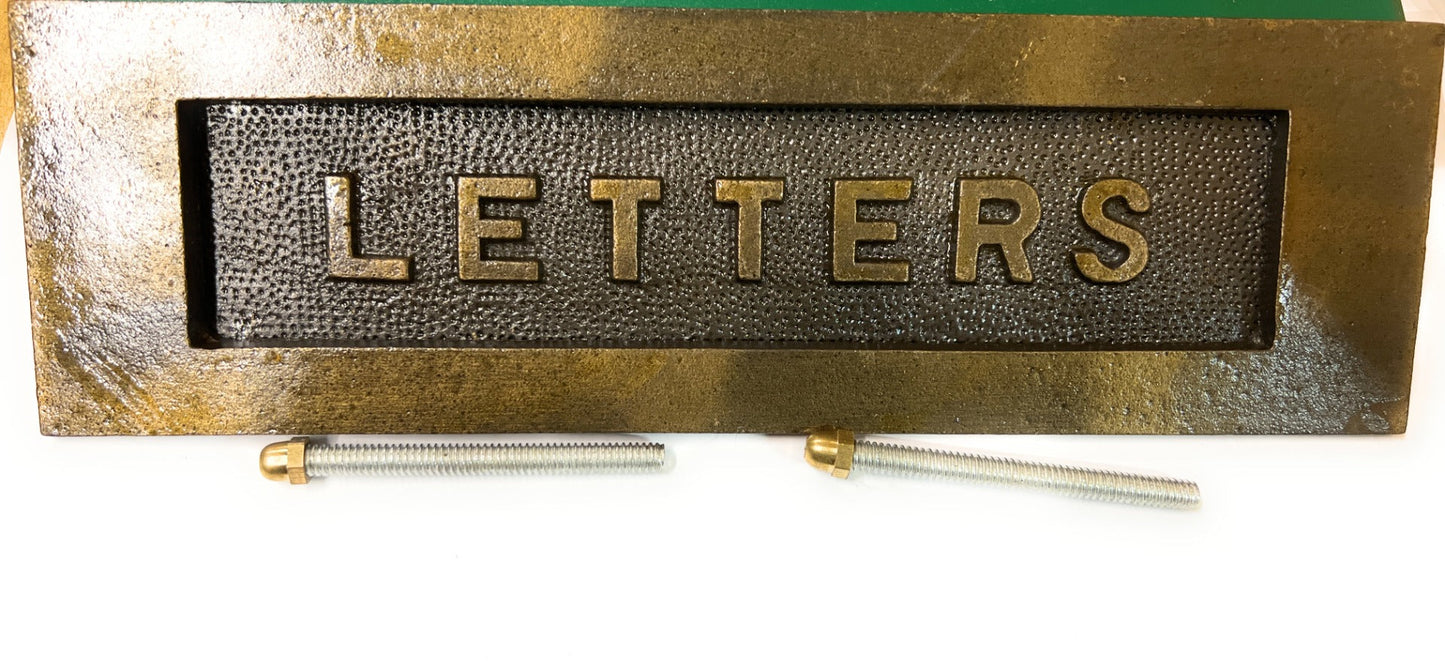 Antique Brass Letter Plate 10 X 3 Inches - Letters Embossed On Solid Brass Supplied With Fixing Bolts