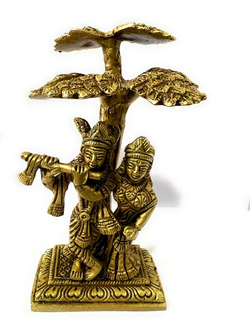 Vintage Radha Krishna Brass Sculpture 6''