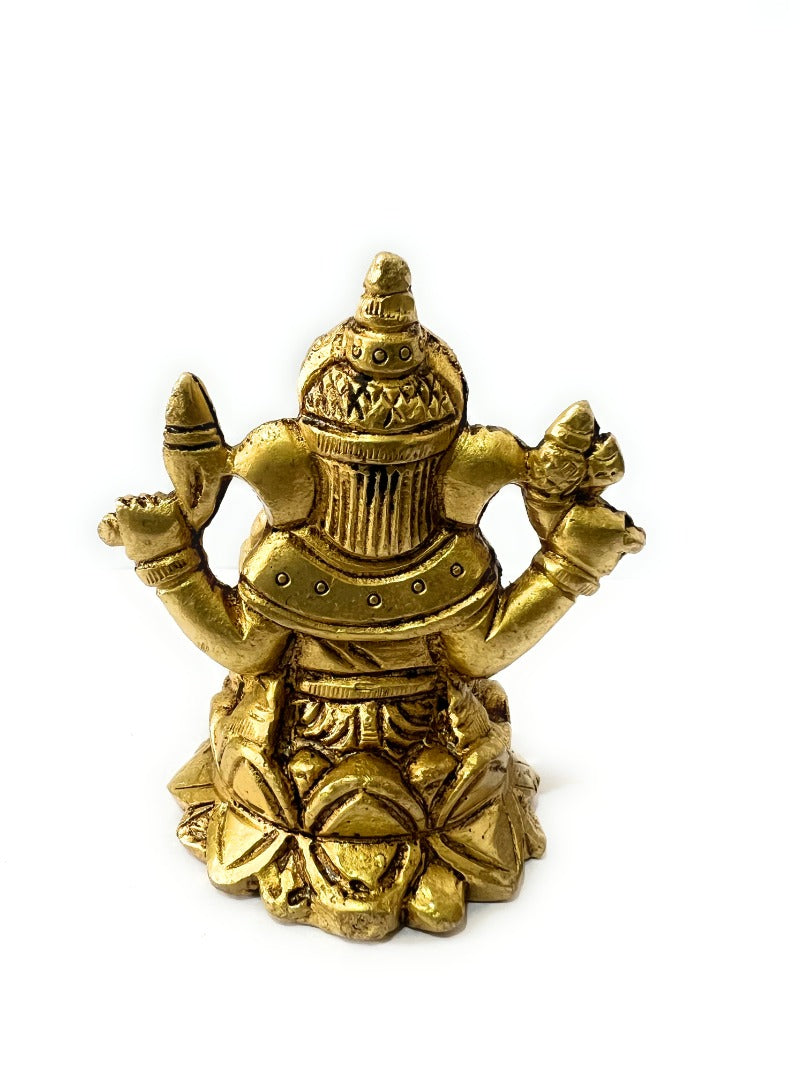 B&M| Antique Brass Ganpati Sculpture - Handcrafted Indian Hindu God Statue