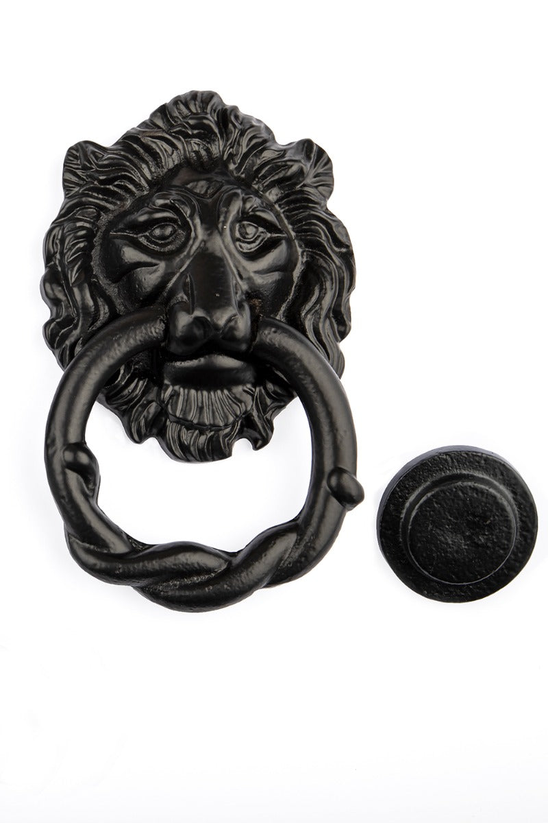 Antique Black Lion Head Door Knocker