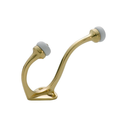 B&M Coat and Hat Hook with Porcelain TIP Finished in Polished Brass