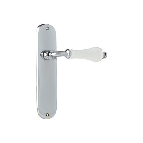 B&M Vintage Solid Brass Lever Latch with Ivory Porcelain Door Handle Pair 165 * 45mm (Chrome Polished)