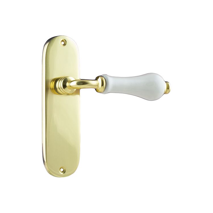 B&M Vintage Solid Brass Lever Latch with Ivory Porcelain Door Handle Pair 165 * 45mm (Polished Brass)